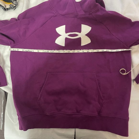 Women's Size XL Purple Hoodie Loose Sweatshirt W/ White & Silver Lettering Excel - Picture 10 of 14
